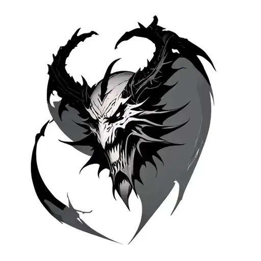 Dota 2 Lich in black and white demon tattoo design idea