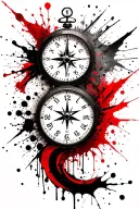 Clock and compass tattoo design idea