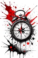 Clock and compass tattoo design idea