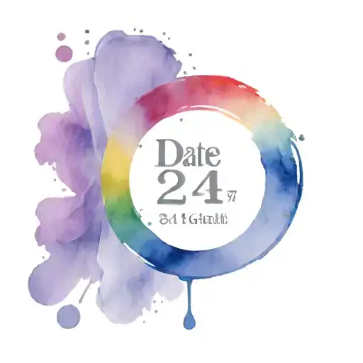 the date 24~08~17 coloured with lgbt flag's colours  tattoo design idea