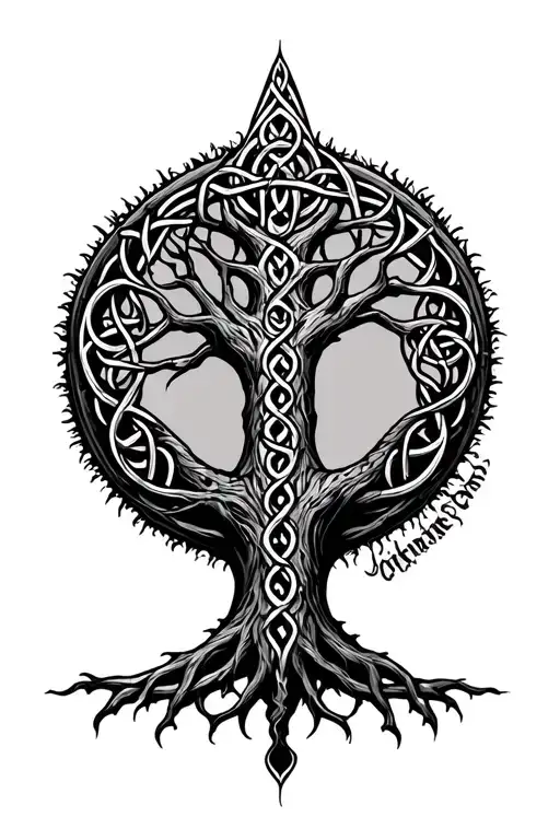 circular celtic tree of life design tattoo design idea
