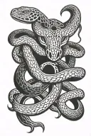 biting Snake going from neck to collarbone tattoo tattoo design idea