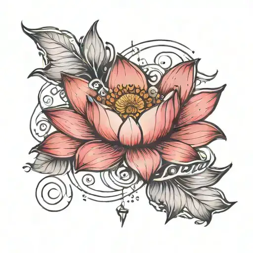 A lotus with a half moon and write peace with it tattoo design idea
