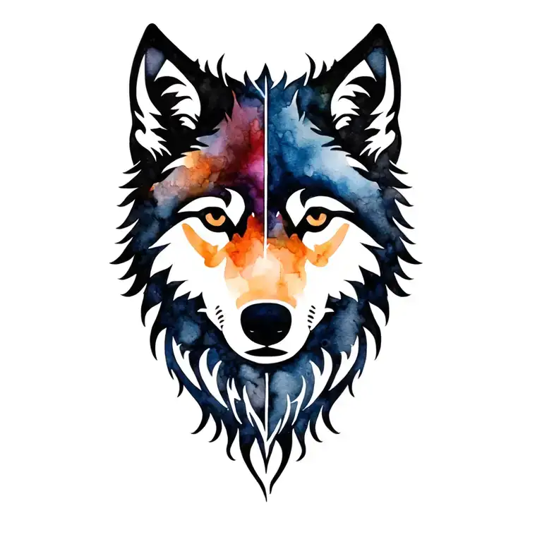 shadow wolf silhouette tattoo design idea