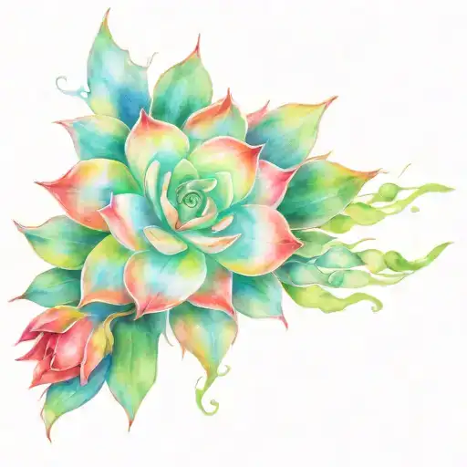 succulent watered with fire tattoo design idea