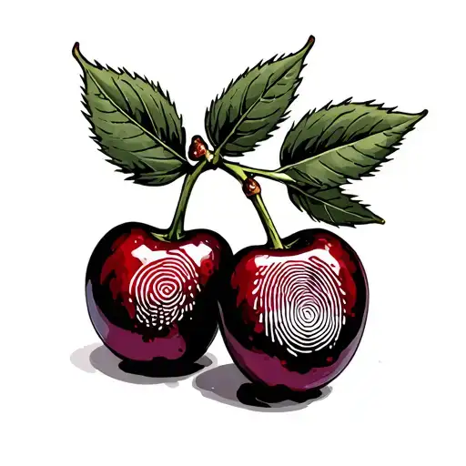 cherrys with fingerprints on them with a cross carry on underneath  tattoo design idea