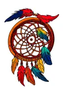 Stack Cynn Andi Peter inside a circle to be used in a Dream Catcher with 3 feathers that are colored.  Put the names tattoo design idea