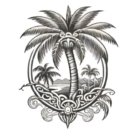 palm tree dominican puerto rican taino symbol surrounded tattoo design idea
