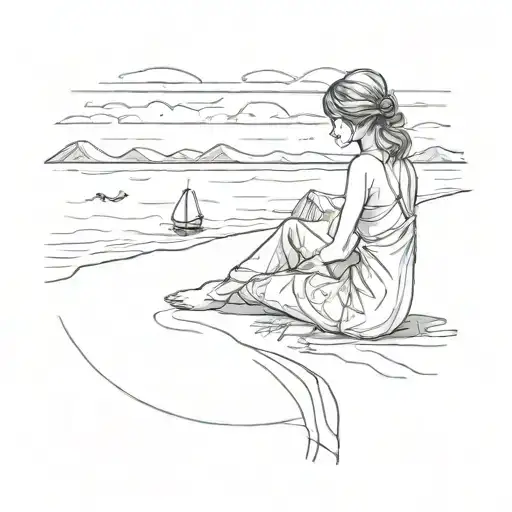 a petite woman and a large beach sitting side by side holdong hands tattoo design idea