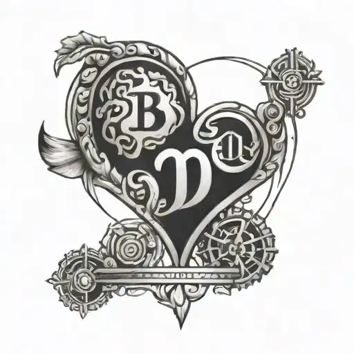 the word Balance and half heart and half brain in division as balance tattoo design idea