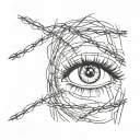 woman's eye, barbed wire, femme fatal tattoo design idea