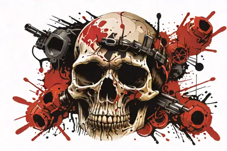 Skull military bullet tattoo design idea
