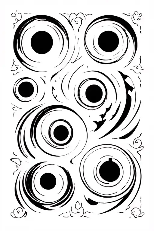 Japanese-style Black works circles, scary eyes 3-6 pieces, makima tattoo design idea