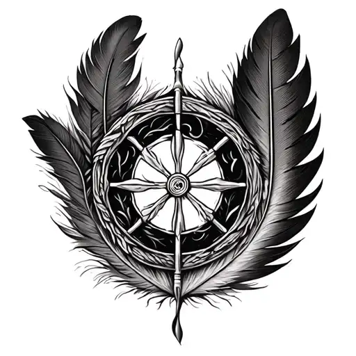 medicine wheel and eagle feather  tattoo design idea