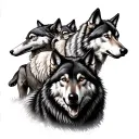 A pack of wolves in sheep's clothing attacking a wolf with without sheep skin tattoo design idea