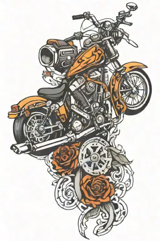 harley davidson crosses mixed tattoo design idea