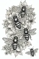 crown flowers bees buzzing tattoo design idea