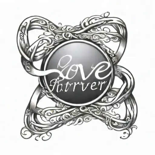 Infinity Symbol with words "Love your forever" and "To infinity and beyond" tattoo design idea