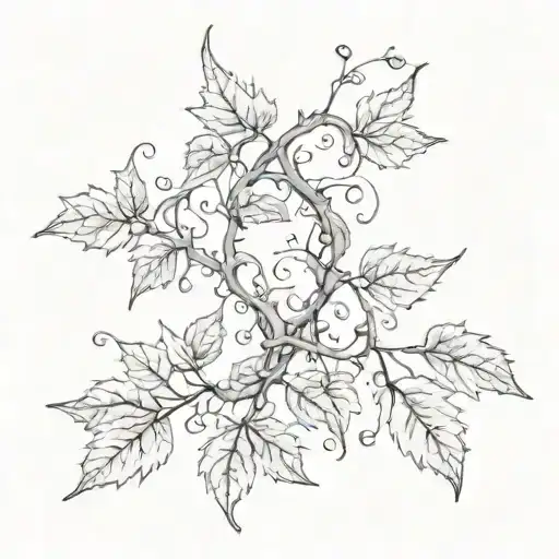 Bloody vine growing with leaves falling off tattoo design idea