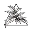 Coffee plant inside triangle tattoo design idea