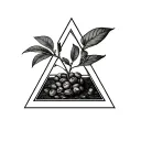 Coffee plant inside triangle tattoo design idea