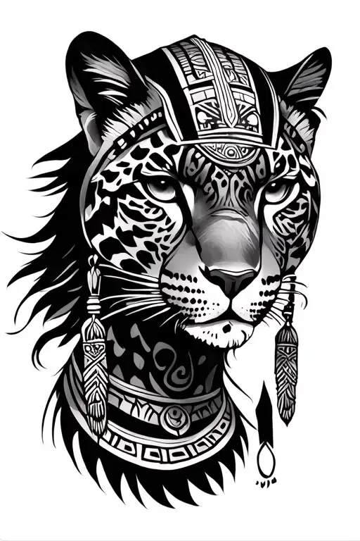 jaguar princess Aztec warrior tattoo design idea
