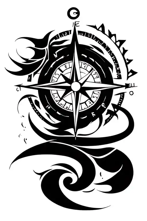 nautical compass tattoo design idea