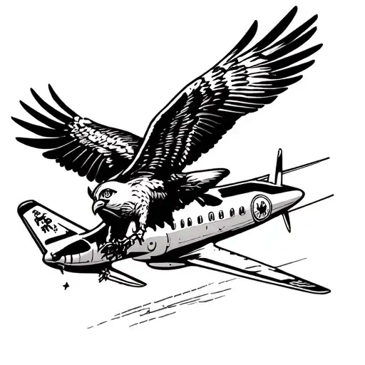 Hawk jumping over a plane tattoo design idea