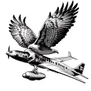 Hawk jumping over a plane tattoo design idea
