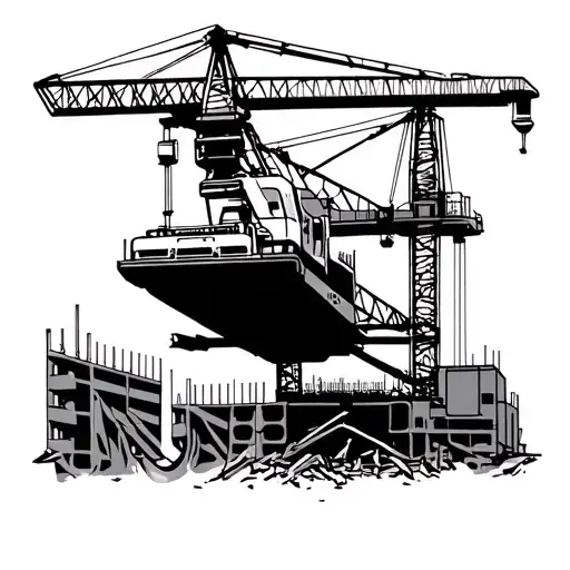 tower crane on construction site tattoo design idea
