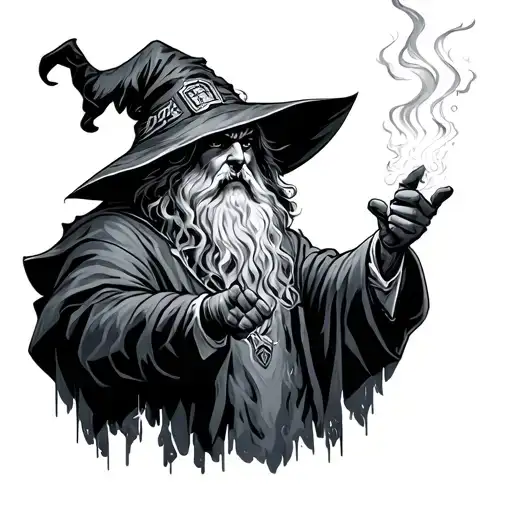 Kevin Garnet as a wizard casting a spell for trash talking as a Timberwolves player tattoo design idea
