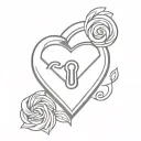 name and heart shaped lock tattoo design idea