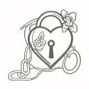 name and heart shaped lock tattoo design idea