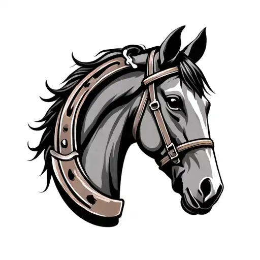 small 444 writing with a horse shoe  tattoo design idea