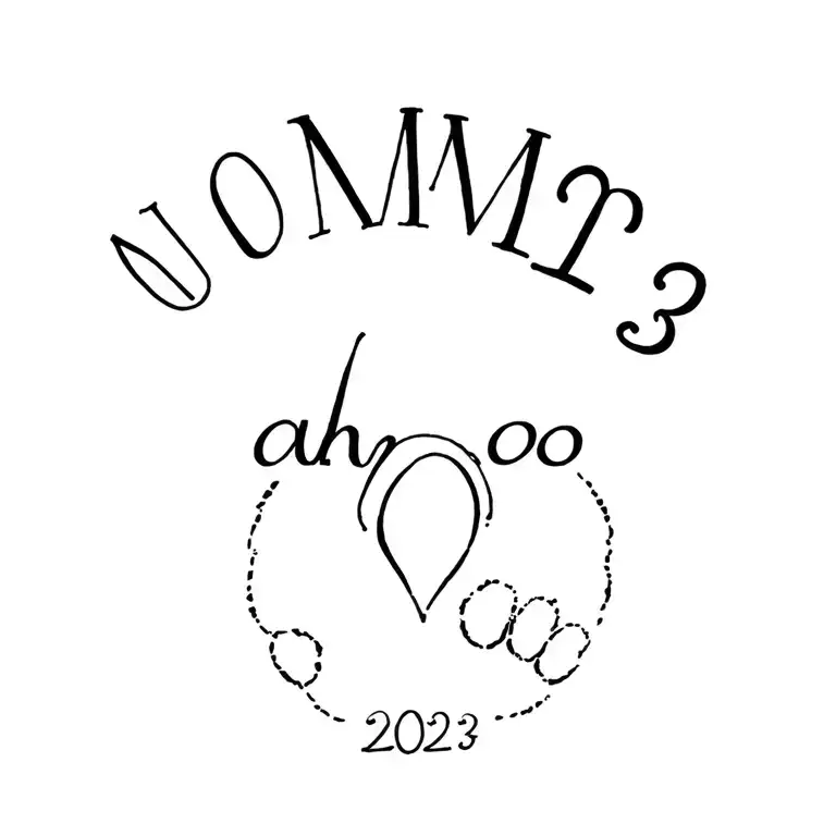 dog footprint mith name UNO 2023 tattoo design idea