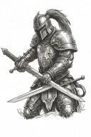 christian warrior wielding a sword tattoo design idea