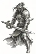 christian warrior wielding a sword tattoo design idea