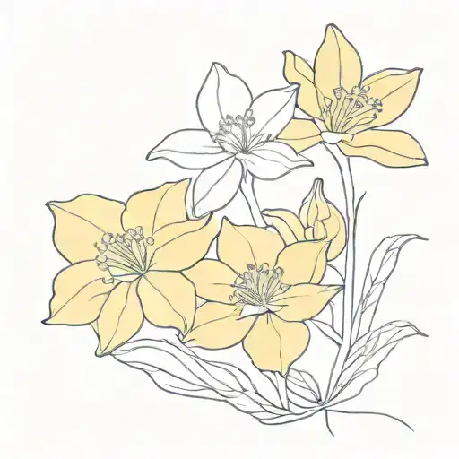flower boquet 2 daffodil, 1 water lily, 2 morning glory tattoo design idea