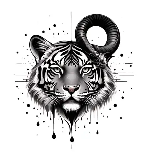 Third eye. No. 9, planet mars, star Aries ram, moon Leo, spirit tiger, blood AB+ water element  tattoo design idea