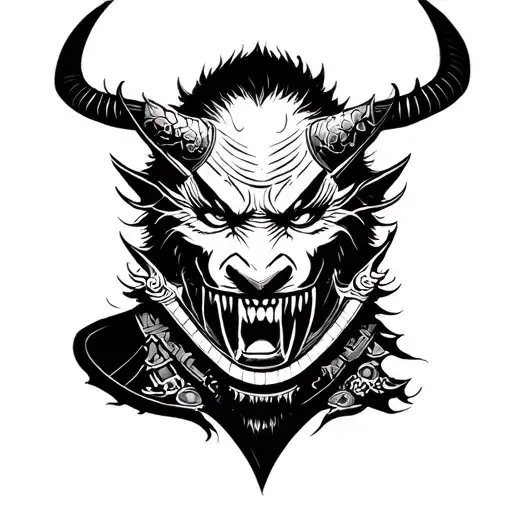 samurai guillotine choke demon tattoo design idea