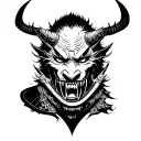 samurai guillotine choke demon tattoo design idea