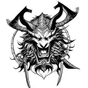 samurai guillotine choke demon tattoo design idea