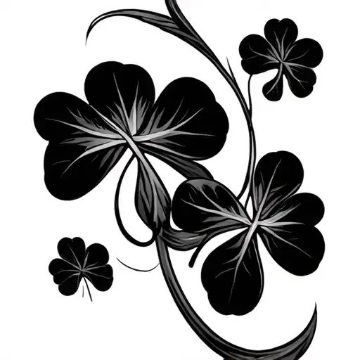 breast cancer and clover leaf tattoo design idea
