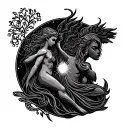 virgo and aquarius zodiac sign tattoo design idea