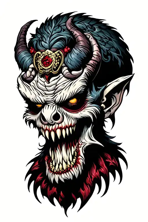 badass and nasty demon horrifying tattoo design idea