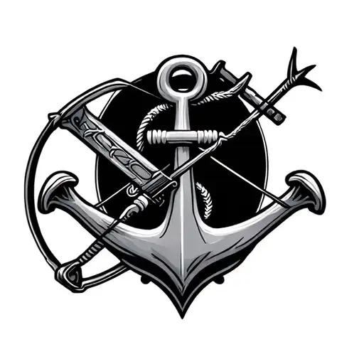 anchor and crossbow tattoo design idea