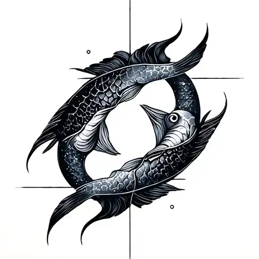 pisces and geometry stoic virtues tattoo design idea