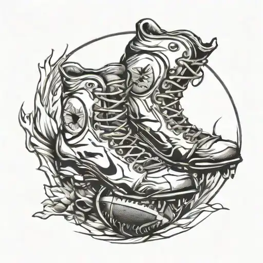 broken foot and American football player tattoo design idea