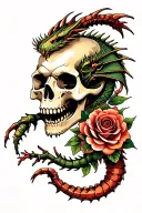 dragons skull scorpio roses tattoo design idea