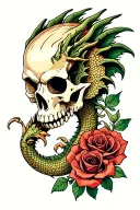 dragons skull scorpio roses tattoo design idea